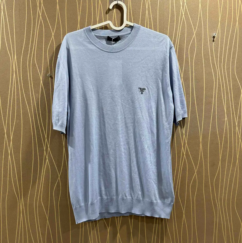 Prada Light Blue Wool Men's T-Shirt