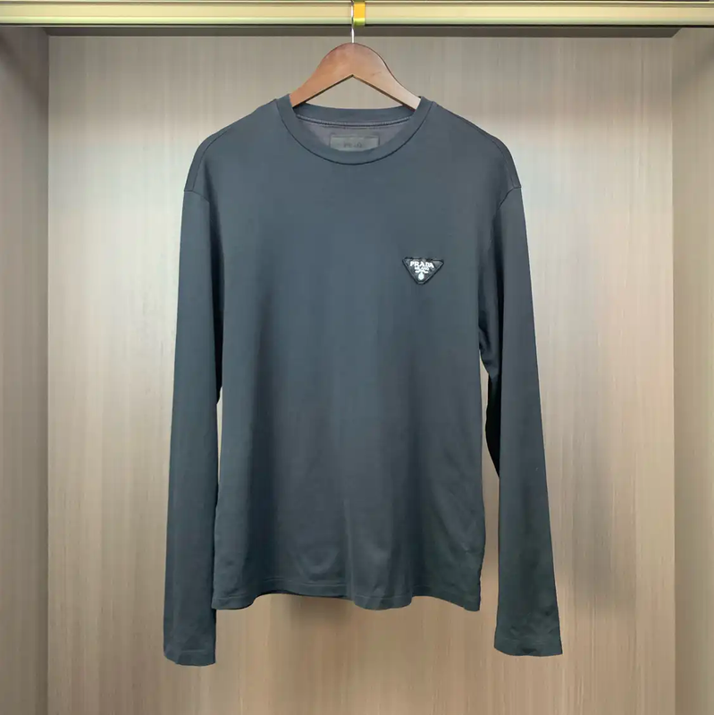 Prada Black Cotton Long Sleeve Tee M Size