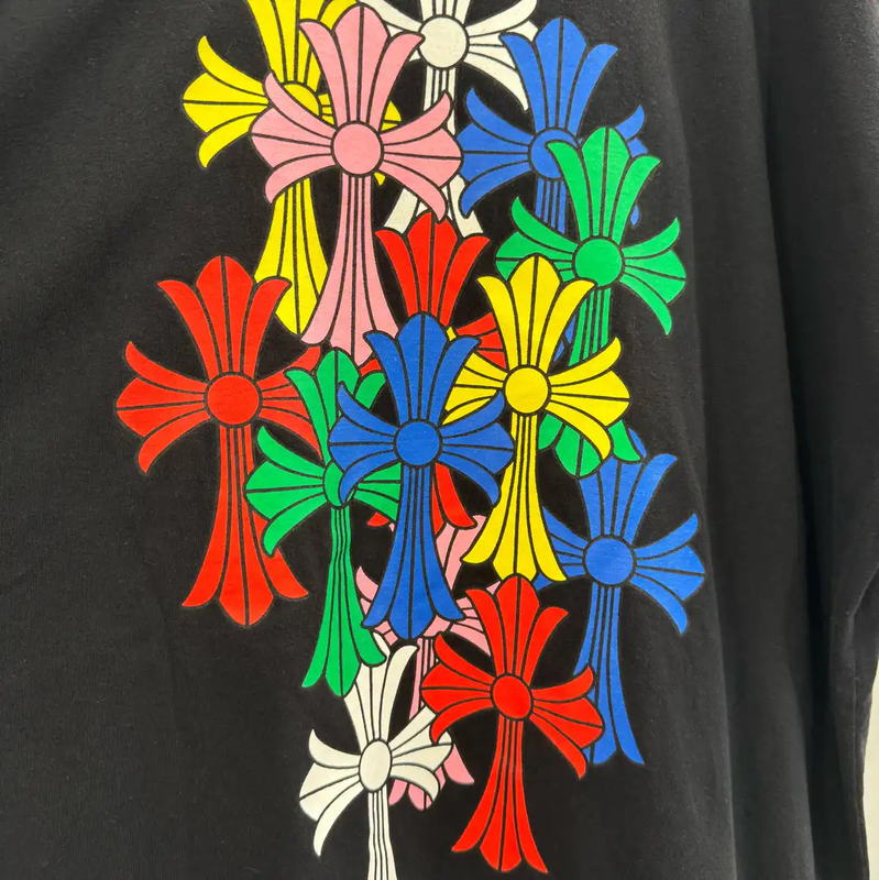 Chrome Hearts Black Cotton T-Shirt with Floral Design 0089