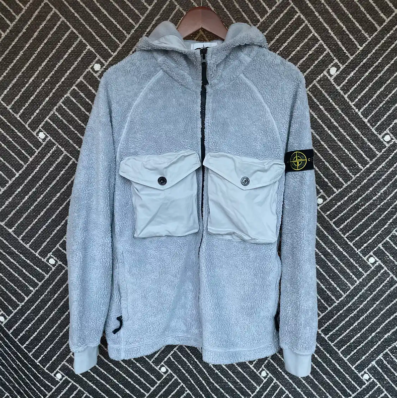 Stone Island Light Blue Cotton Blend Jacket 0089