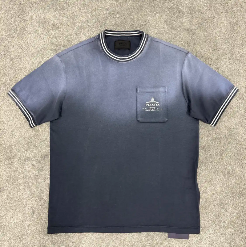 Prada Gray Cotton Logo Short Sleeve T-shirt