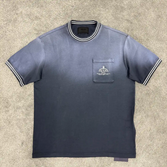 Prada Gray Cotton Logo Short Sleeve T-shirt