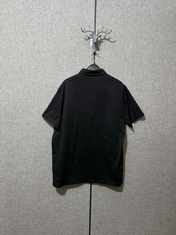 Prada Black Silk Embroidered Logo Men's Polo