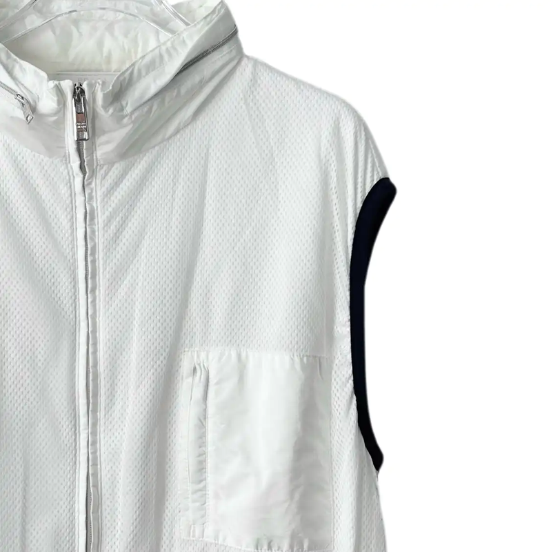 Prada Men's Sleeveless White Cotton Blend Jacket