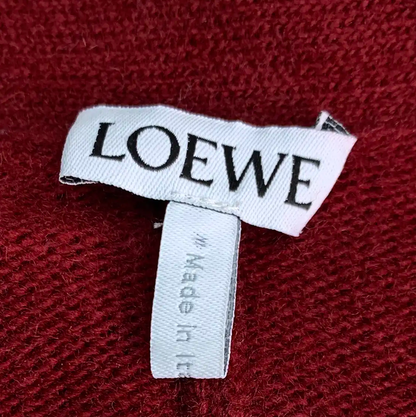 Loewe Red Wool Cardigan with Floral Design 0089