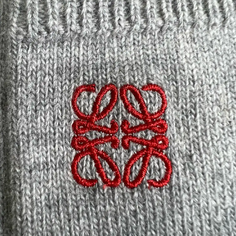 Loewe Men's Gray Knit Sweater with Colorful Sleeves 0089