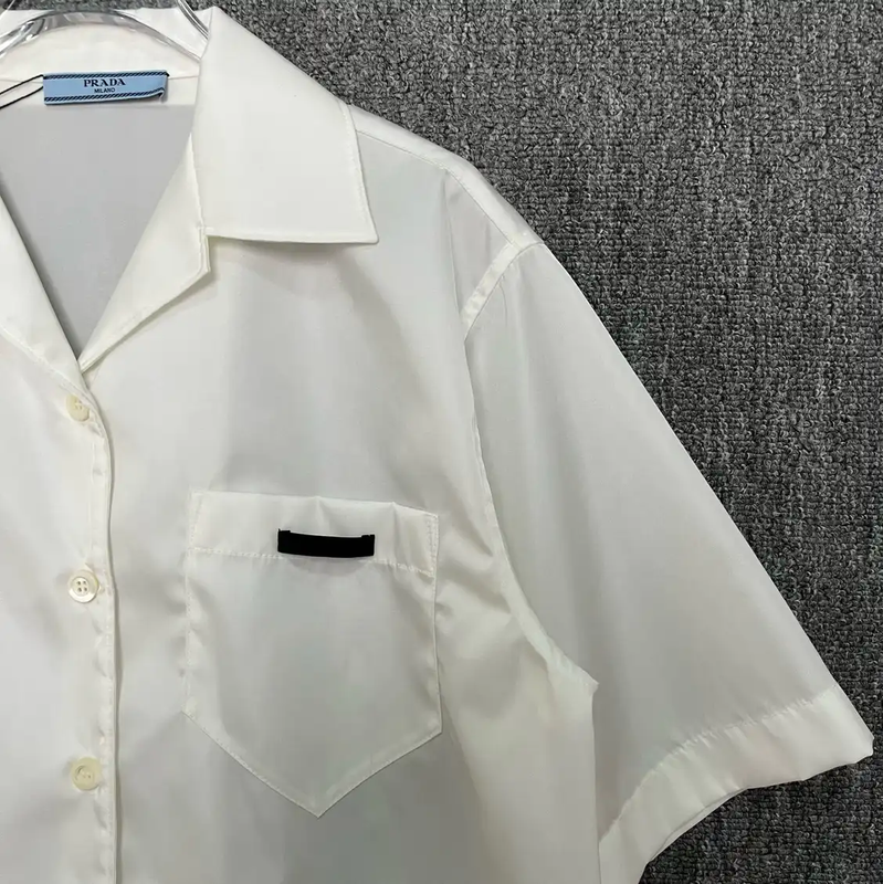 Prada Short Sleeve White Polyester Men's Shirt
