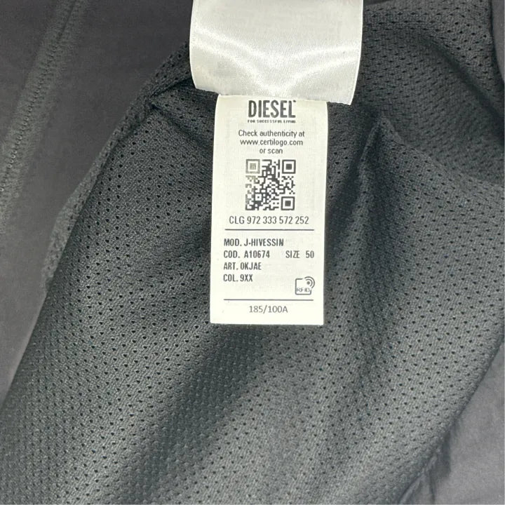 Diesel Black Zip-Up Hooded Jacket for Men 0079