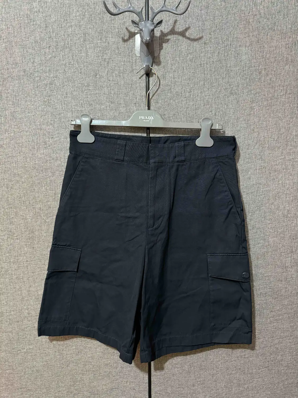 Prada Black Cotton Logo Embroidered Men's Shorts