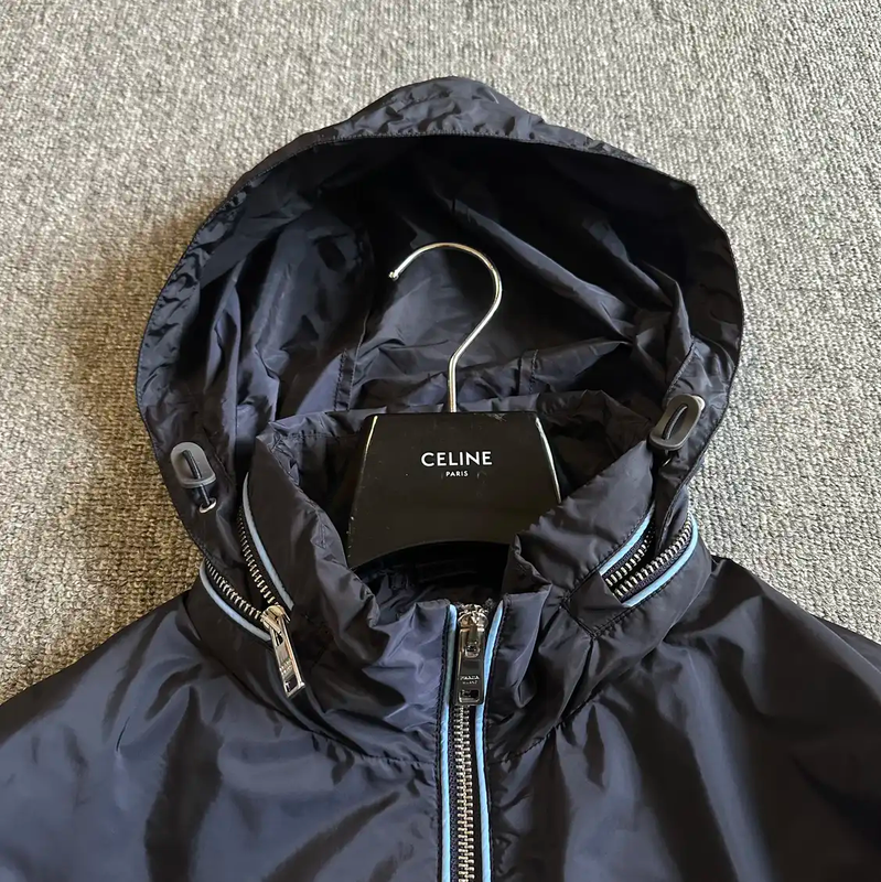 Prada Men's XL Navy Jacket with Hood