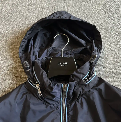 Prada Men's XL Navy Jacket with Hood