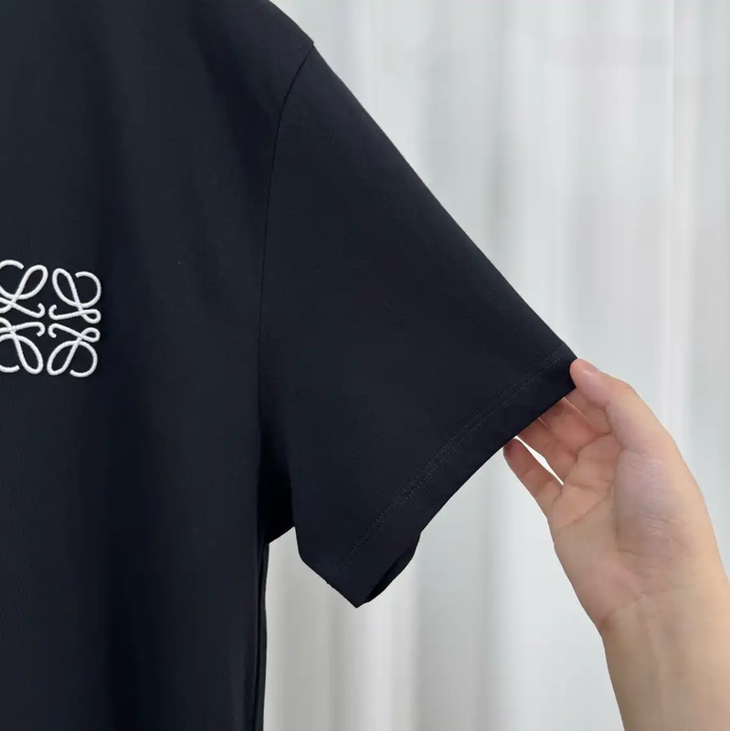 Loewe Black Cotton Embroidered Logo T-Shirt 0089