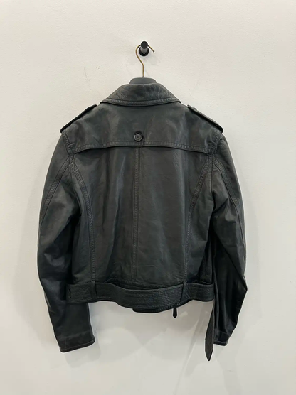 Burberry Men's Black Leather Coat Size L