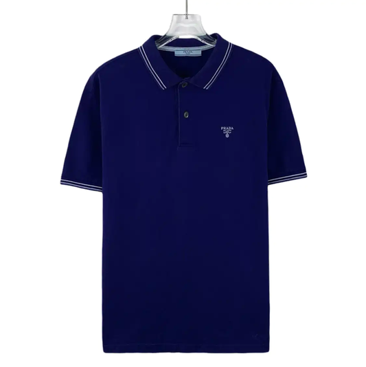 Prada Men's Cotton Polo Shirt in Deep Blue