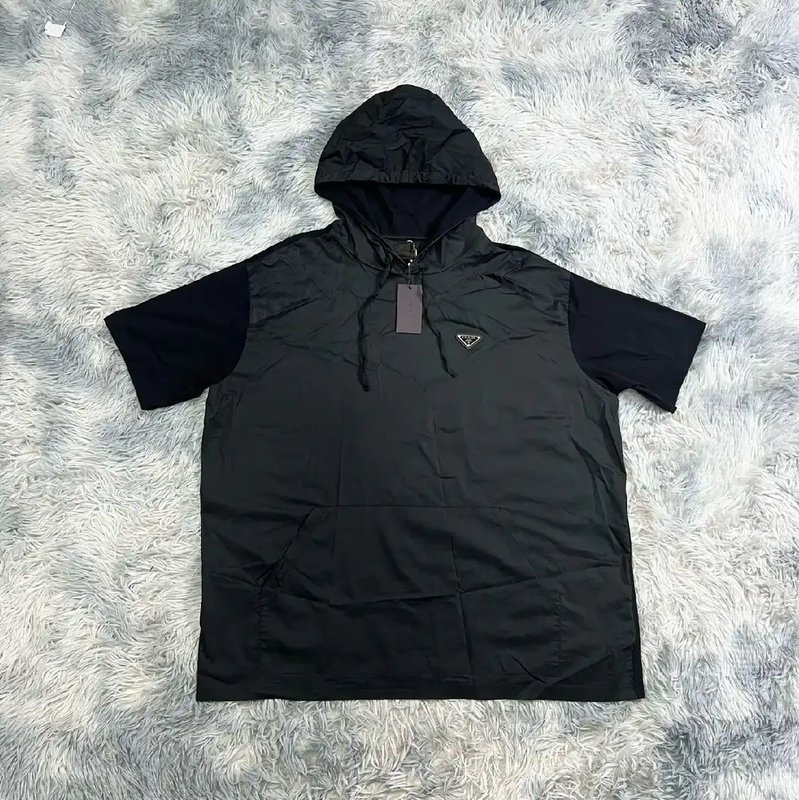 Prada Black Hooded Short Sleeve T-Shirt