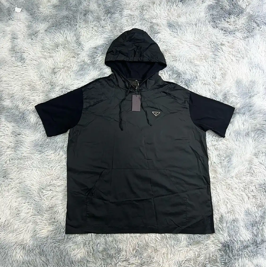 Prada Black Hooded Short Sleeve T-Shirt