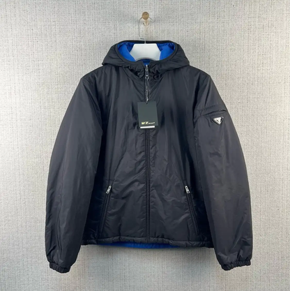Prada Black Nylon Logo Hooded Jacket