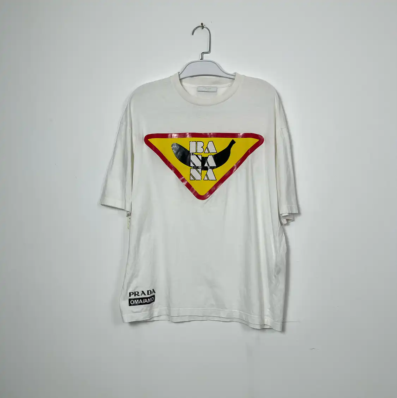 Prada White Cotton Men's T-Shirt with Graphic