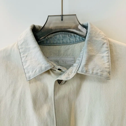 Prada Beige Denim Short-Sleeve Shirt