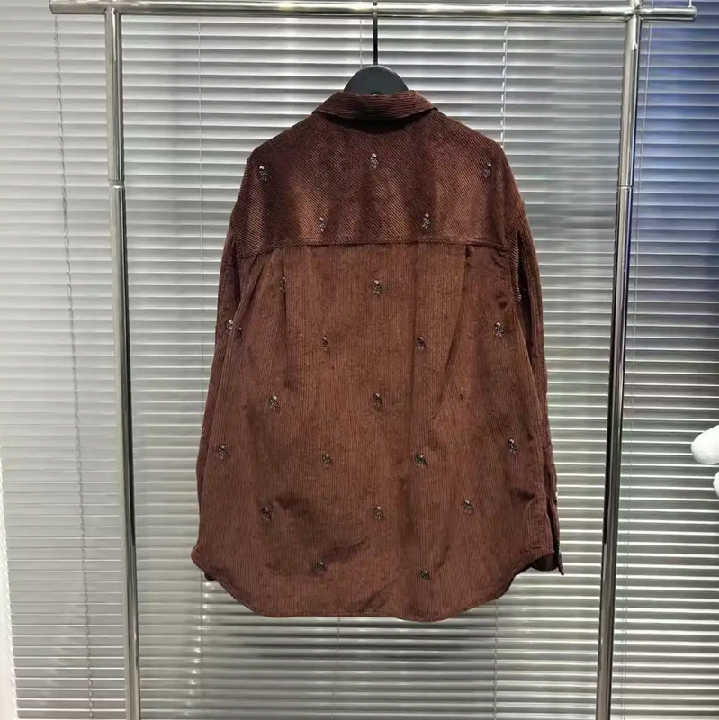 Loewe Brown Embroidered Long Sleeve Shirt 0089