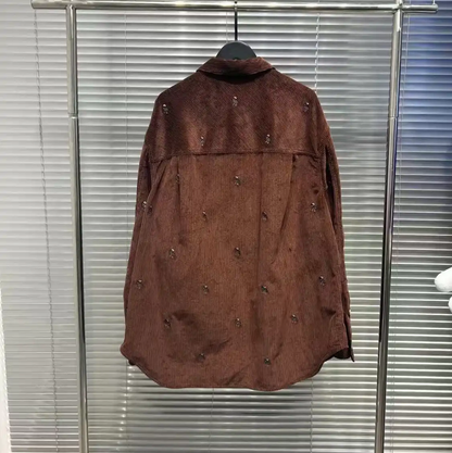 Loewe Brown Embroidered Long Sleeve Shirt 0089