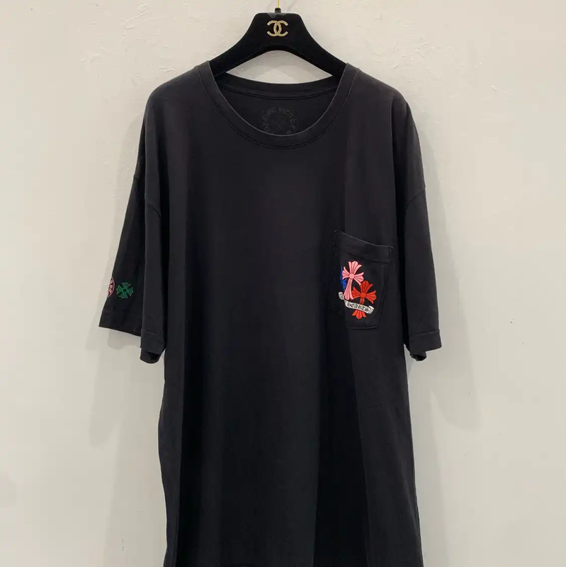 Chrome Hearts Black Cotton T-Shirt with Floral Design 0089