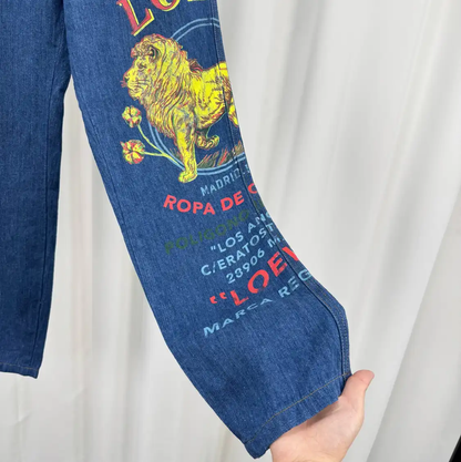 LOEWE Blue Denim Logo Casual Pants 0089