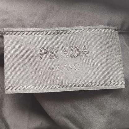 Prada Black Cotton Logo Print Short Sleeve Shirt