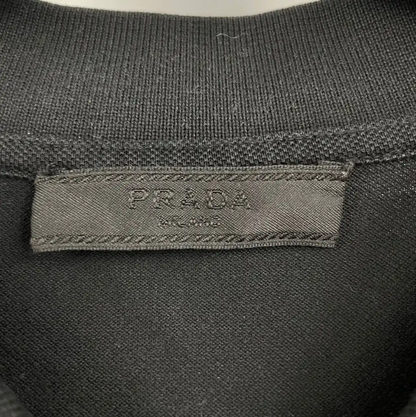Prada Black Cotton Short Sleeve Polo Shirt