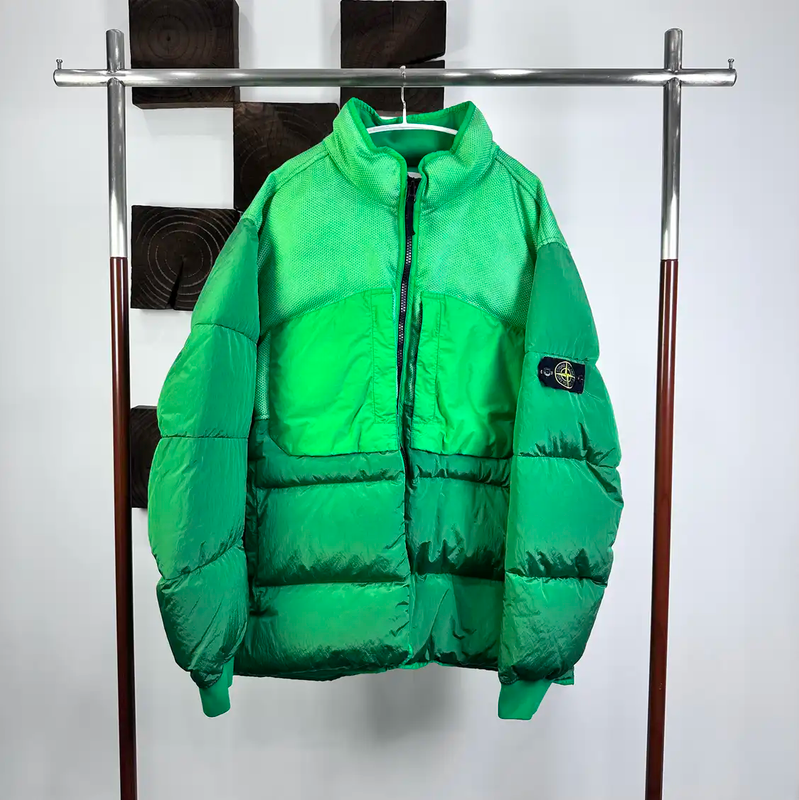 Stone Island Green Cotton Blend Puffer Jacket 0089