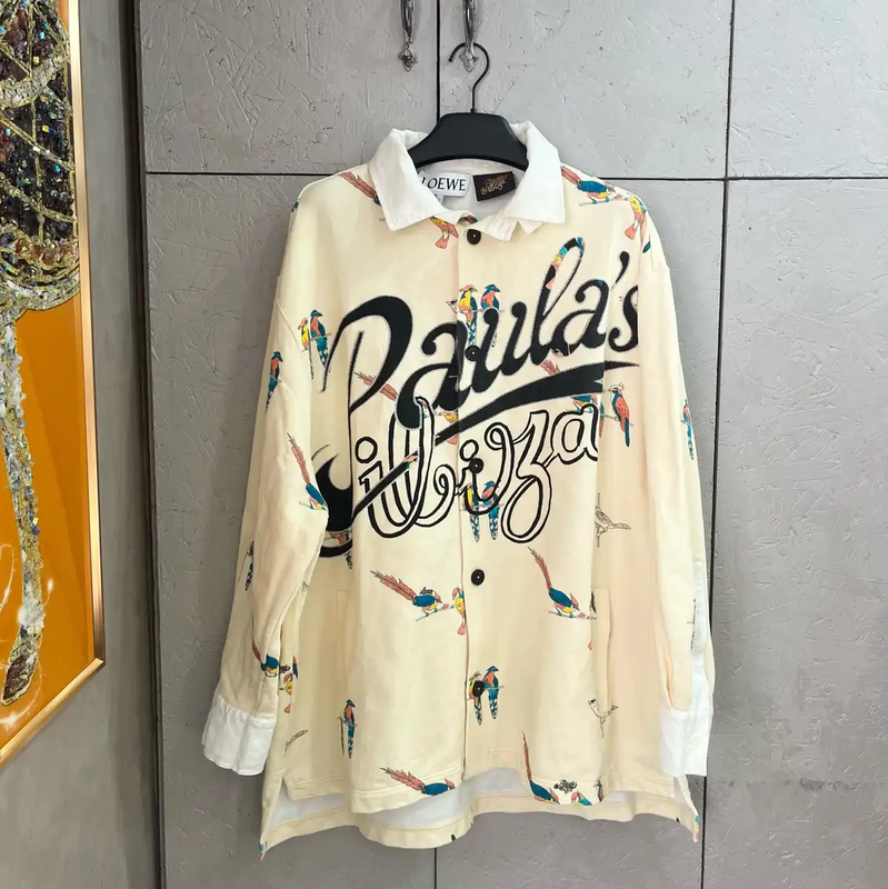 Loewe Men's Cotton Print Shirt in Light Yellow 0089