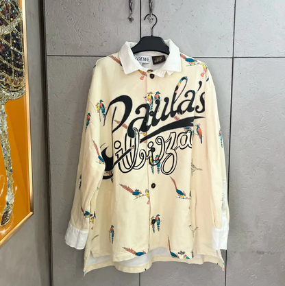 Loewe Men's Cotton Print Shirt in Light Yellow 0089