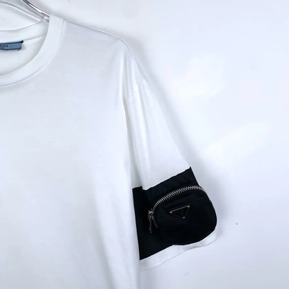 Prada Men's White Cotton T-Shirt with Pocket