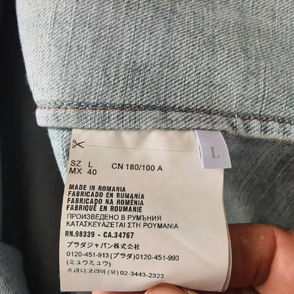 Prada Blue Denim Short Sleeve Shirt