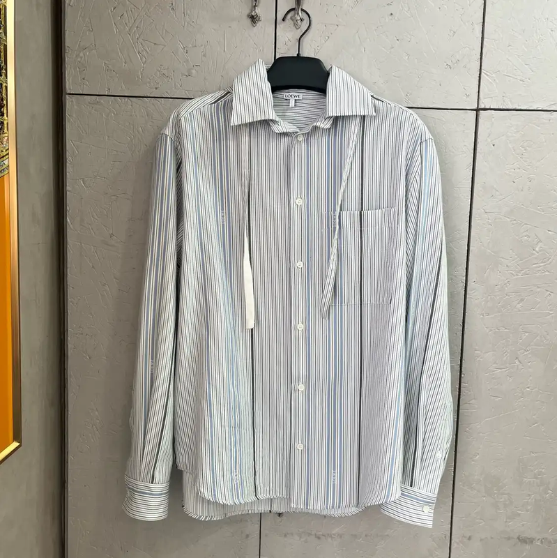 Loewe Striped Light Blue Cotton Shirt 0089
