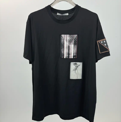 Givenchy Black Men's T-Shirt with Unique Patches 0089