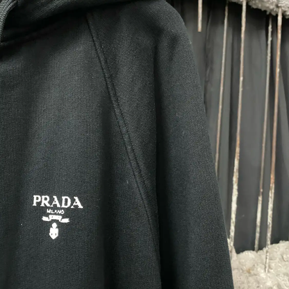 Prada Black Cotton Long Sleeve Hoodie