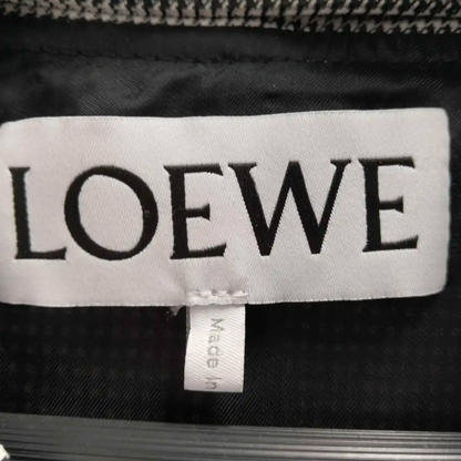 Loewe Men's Gray Houndstooth Jacket with Leather Collar 0089