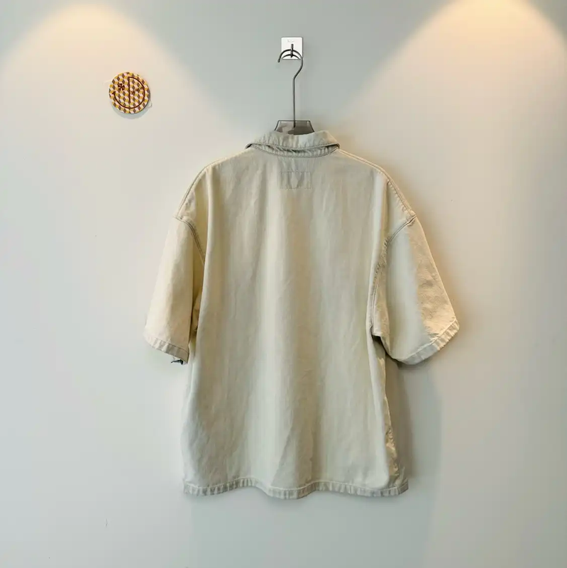 Prada Beige Denim Short-Sleeve Shirt