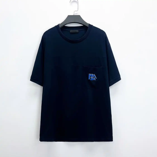 Prada Men's Blue Logo T-Shirt for Spring Autumn