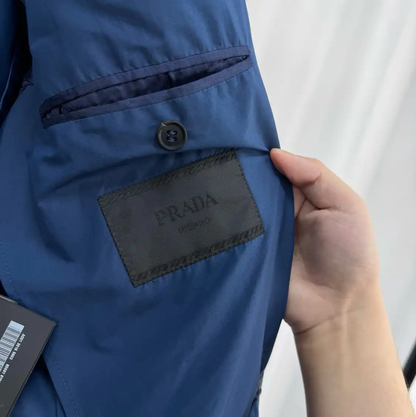 Prada Men's Long Sleeve Blue Nylon Jacket