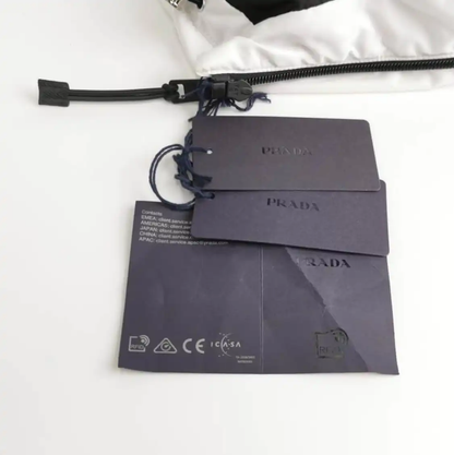 Prada Logo Printed White Men's Puffer Jacket