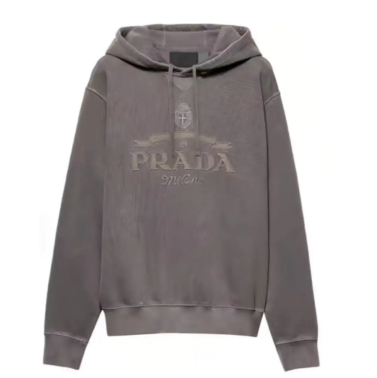 Prada Men's Brown Green Cotton Embroidered Sweatshirt