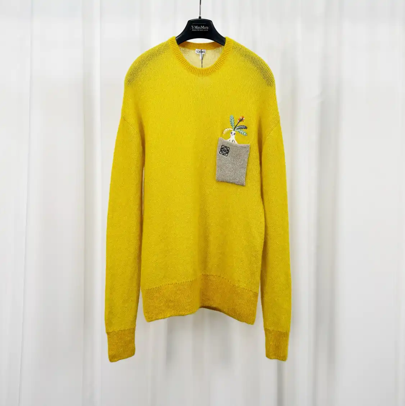 Loewe Yellow Knit Sweater with Embroidery 0089