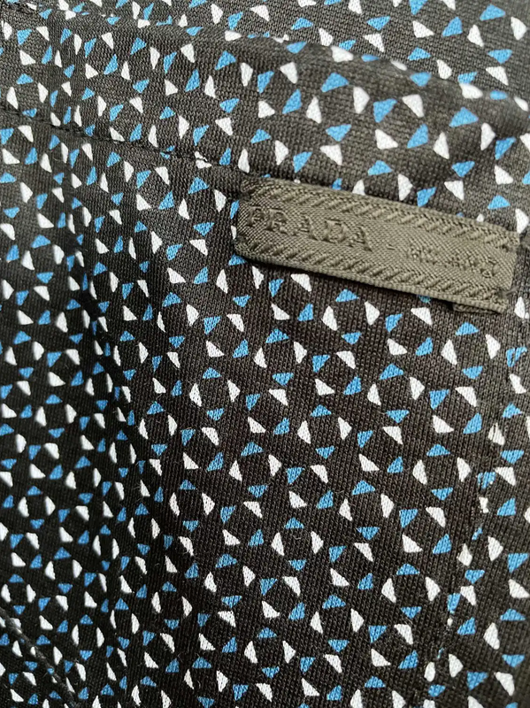 Prada Men's Navy Cotton Checkered Polo Shirt