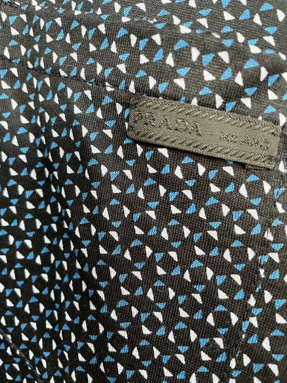 Prada Men's Navy Cotton Checkered Polo Shirt