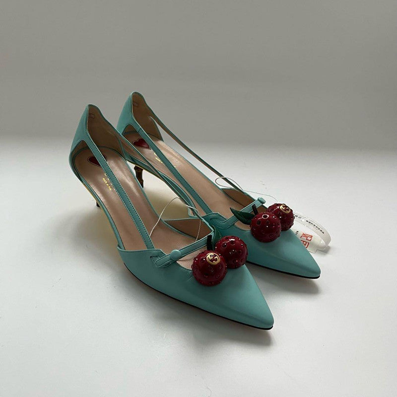 Gucci Cherry High Heels in Blue 0079