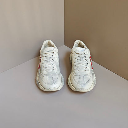 Gucci Rhyton Leather Casual Sneakers with Lip Print 0079