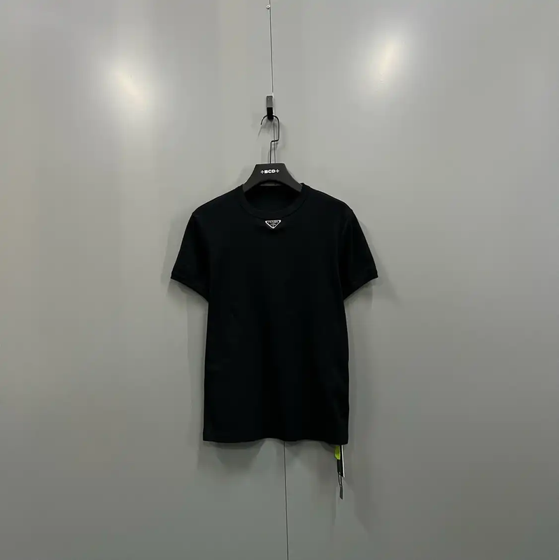 Prada Men's Black Logo Cotton Short Sleeve T-Shirt