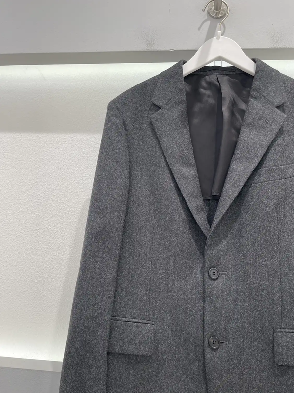 Prada Men's Long Sleeve Gray Outerwear